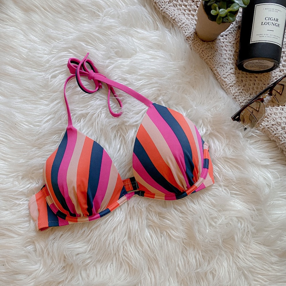 Shade & Shore Striped Colorful Bikini Top